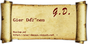 Gier Dénes névjegykártya